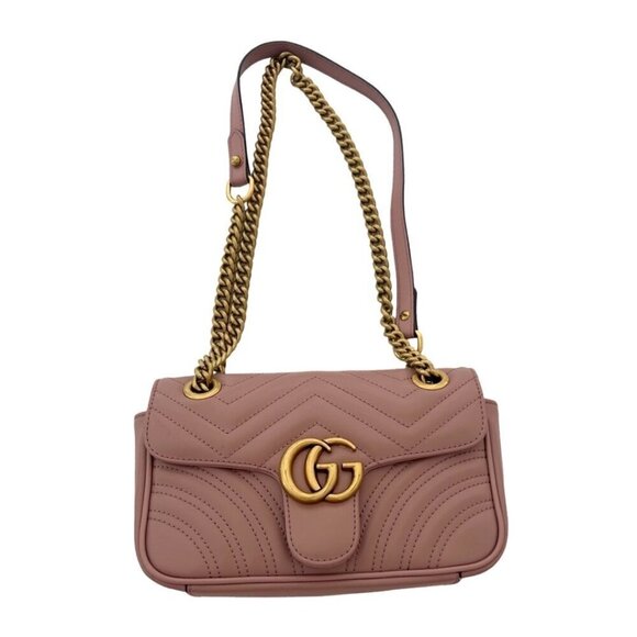 Gucci GG Marmont small dusty pink leather shoulder bag - Picture 1 of 8
